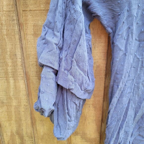 Easel Blue Swiss Dot Balloon Sleeve Blouse Womens Size M - Picture 3 of 11